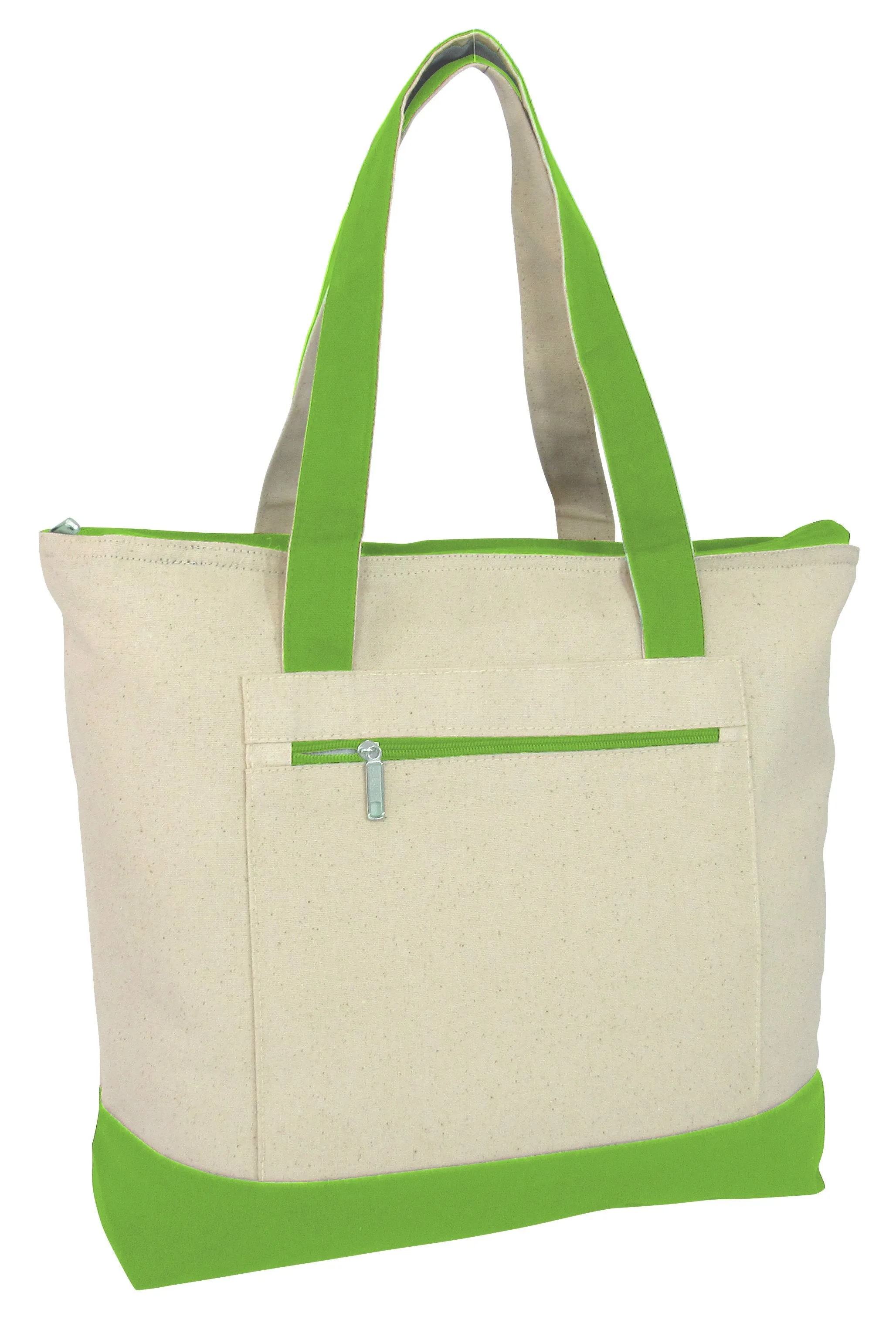 12 ct Heavy Canvas Zippered Shopping Tote Bags - By Dozen