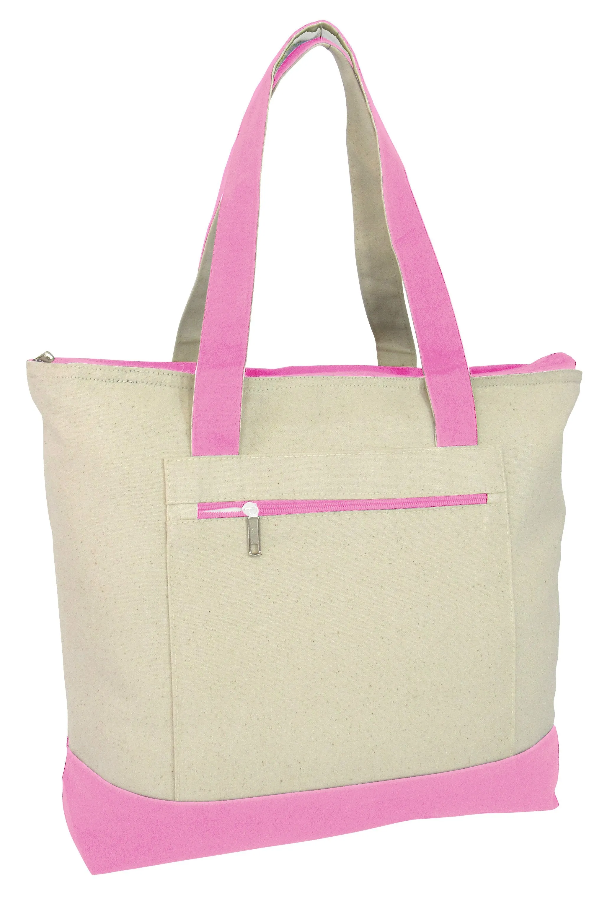 12 ct Heavy Canvas Zippered Shopping Tote Bags - By Dozen