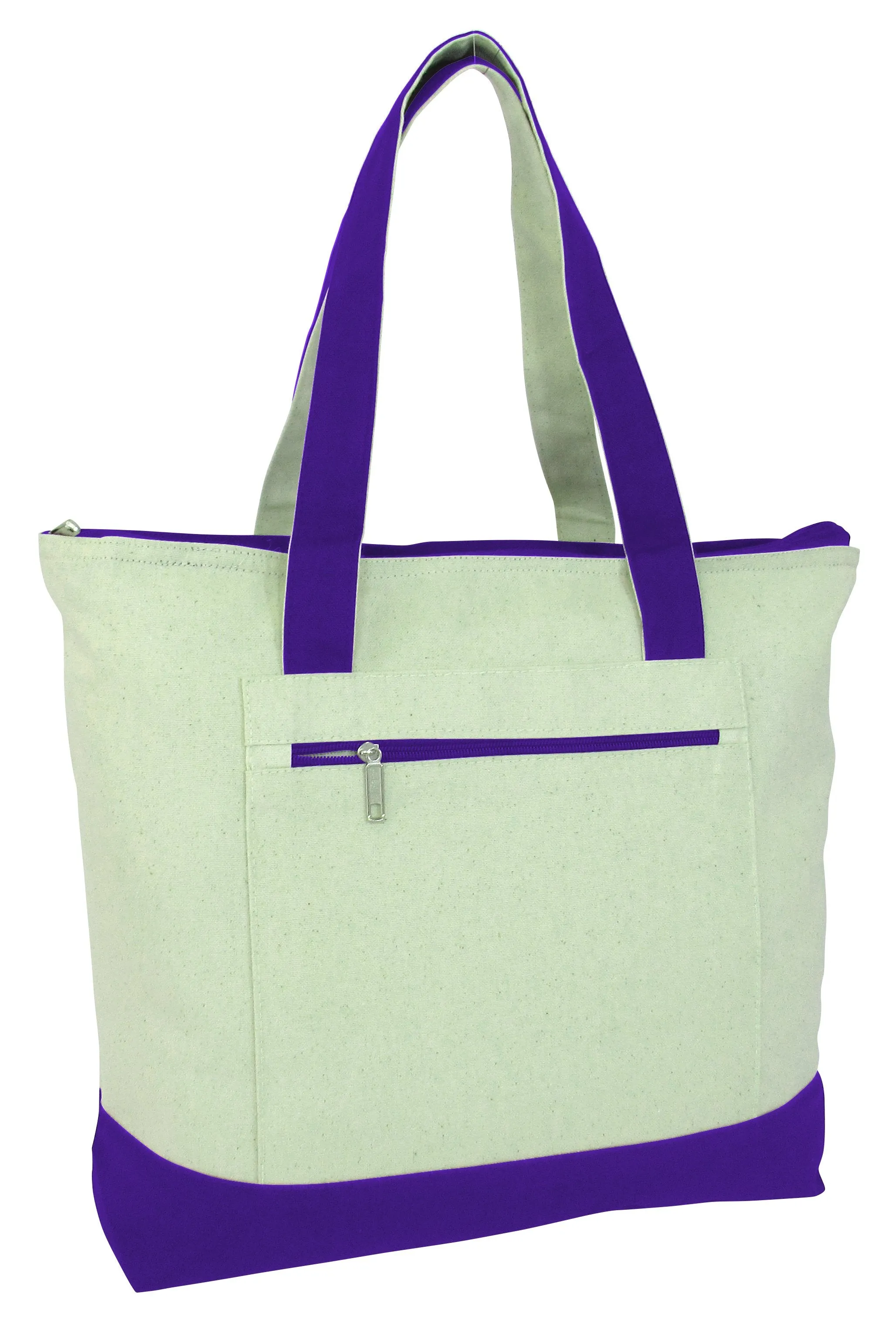 12 ct Heavy Canvas Zippered Shopping Tote Bags - By Dozen