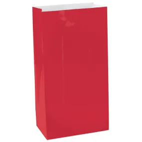 12 Mini Paper Bags  Apple Red  6.5x3x2in