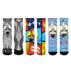 3 Pair Zoltar Digital Print Bamboo Men's Crew