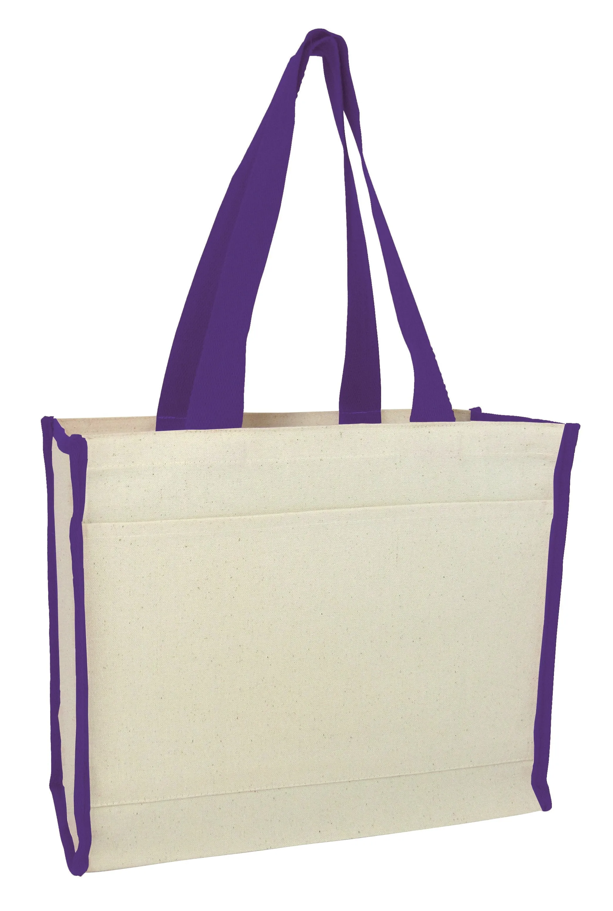 72 ct Heavy Canvas Tote Bag with Colored Trim - By Case - Alternative Colors