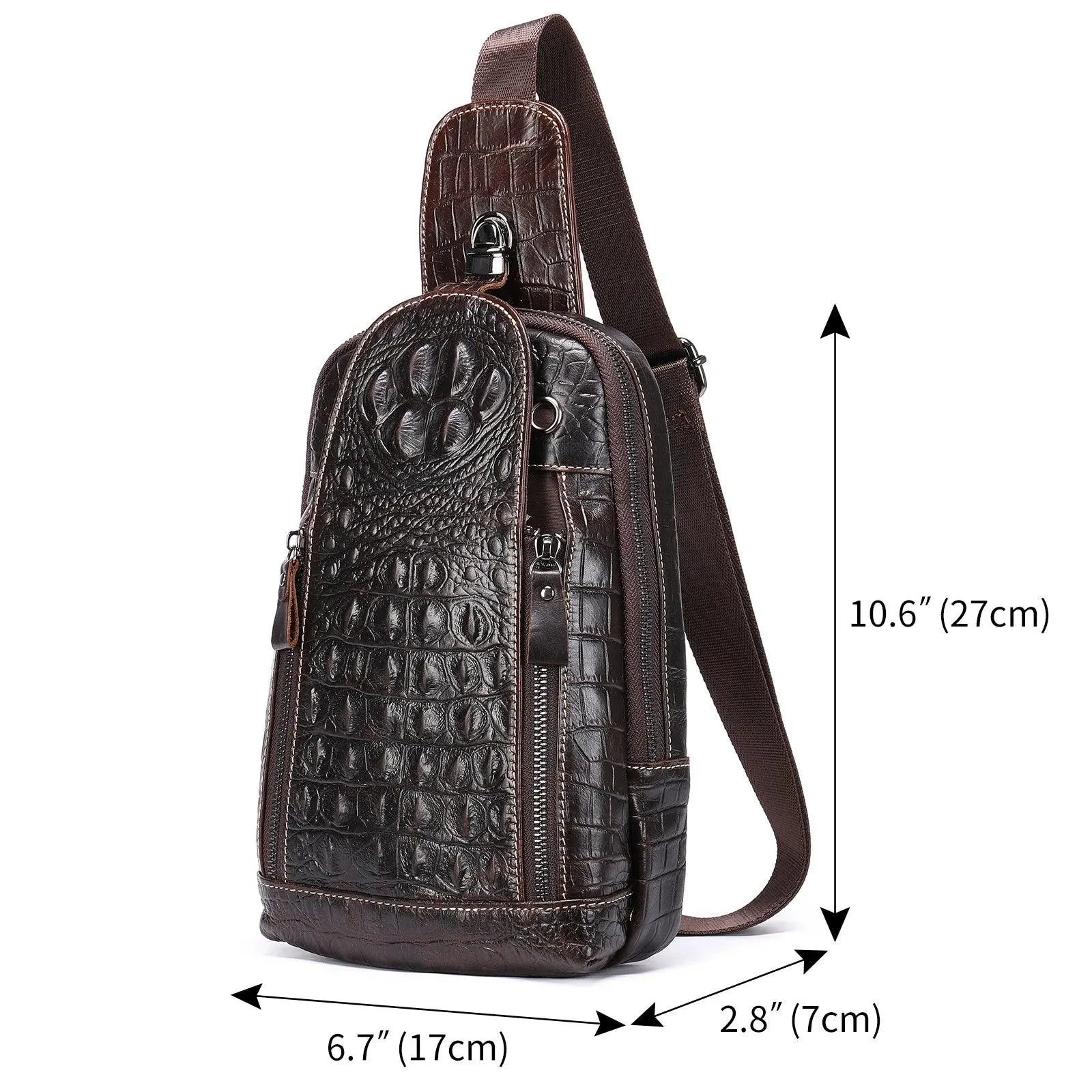 Alligator Pattern Style Leather Crossbody Bag Single