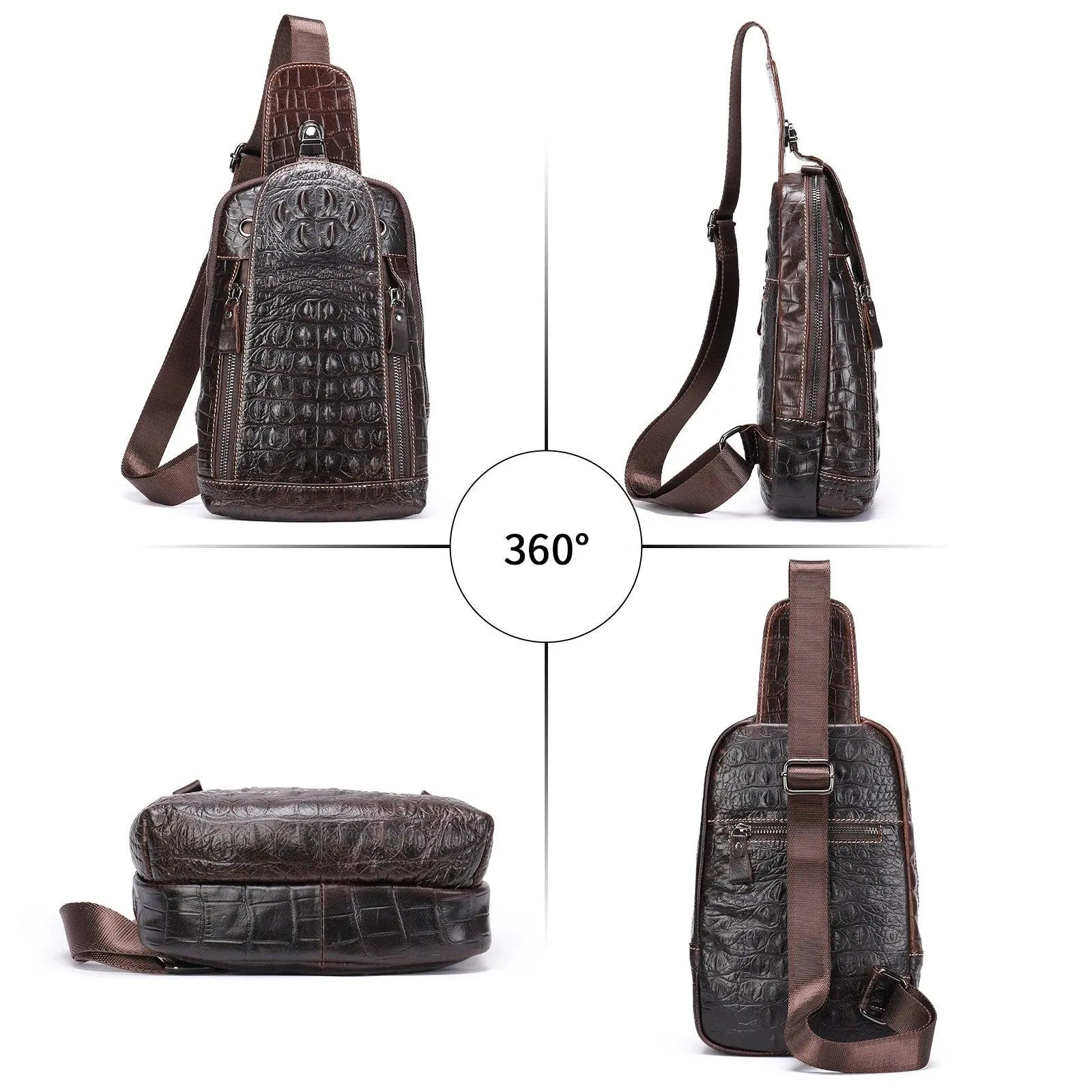 Alligator Pattern Style Leather Crossbody Bag Single