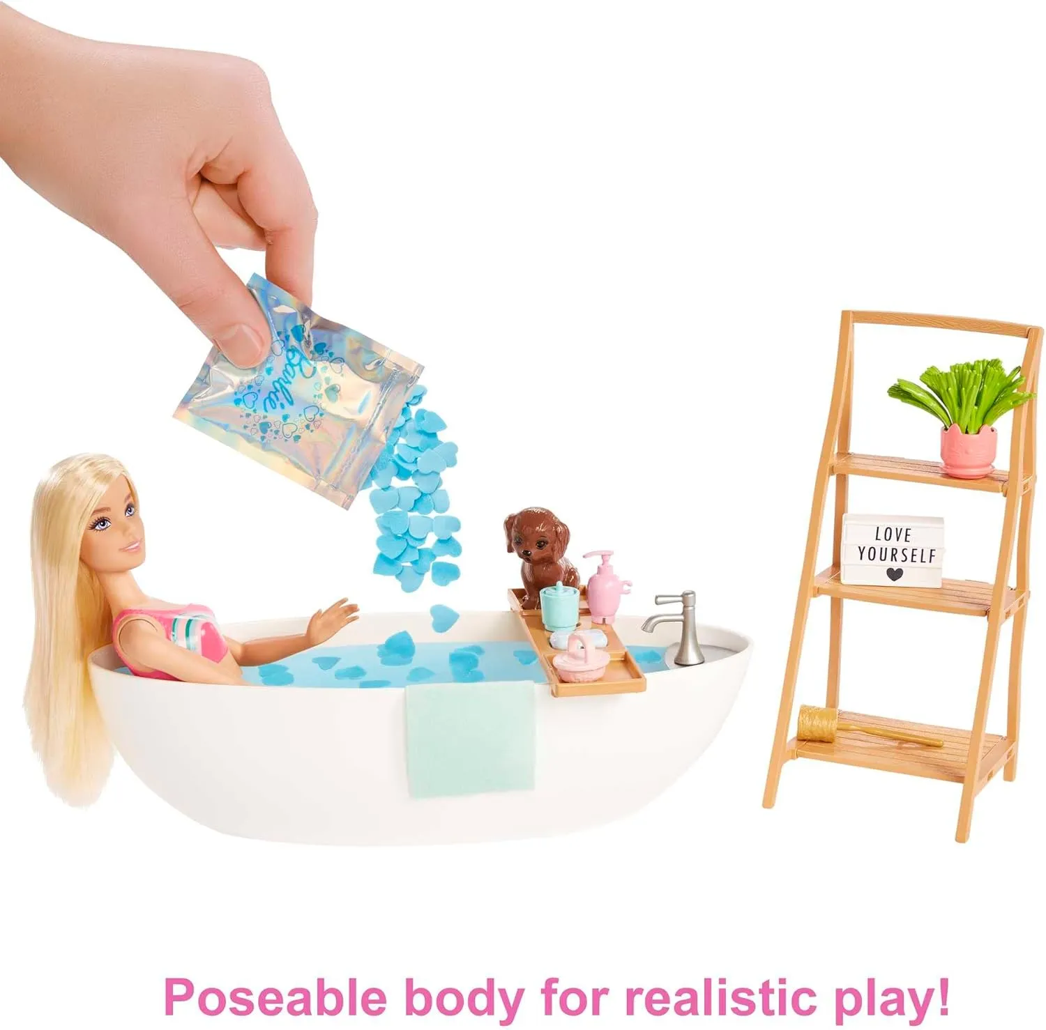 Barbie Doll & Bathtub Playset, Blonde, Confetti Soap & Accessories