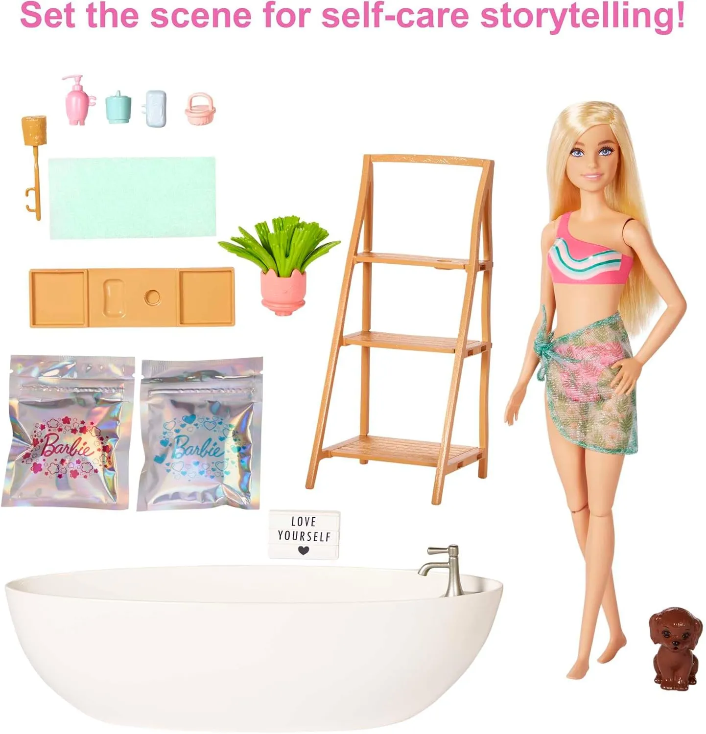 Barbie Doll & Bathtub Playset, Blonde, Confetti Soap & Accessories