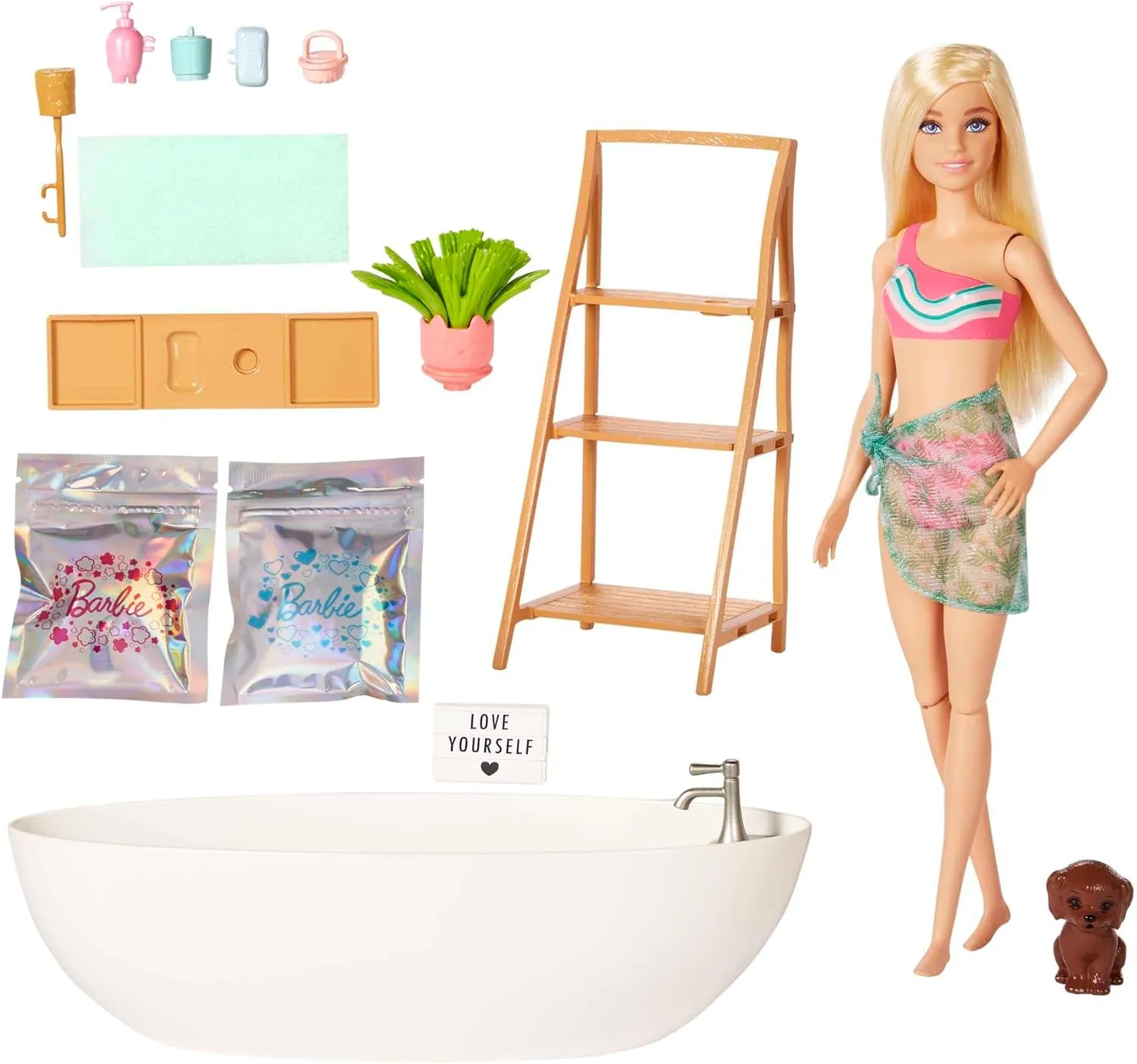 Barbie Doll & Bathtub Playset, Blonde, Confetti Soap & Accessories