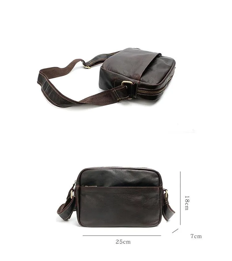 Black Leather Mens Casual Small Courier Bags Messenger Bags Gray Postman Bag For Men