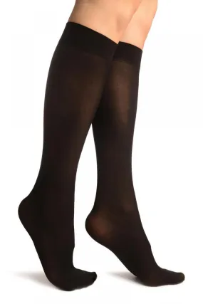 Black Plain Socks Knee High