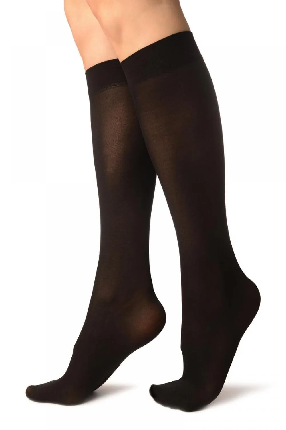 Black Plain Socks Knee High