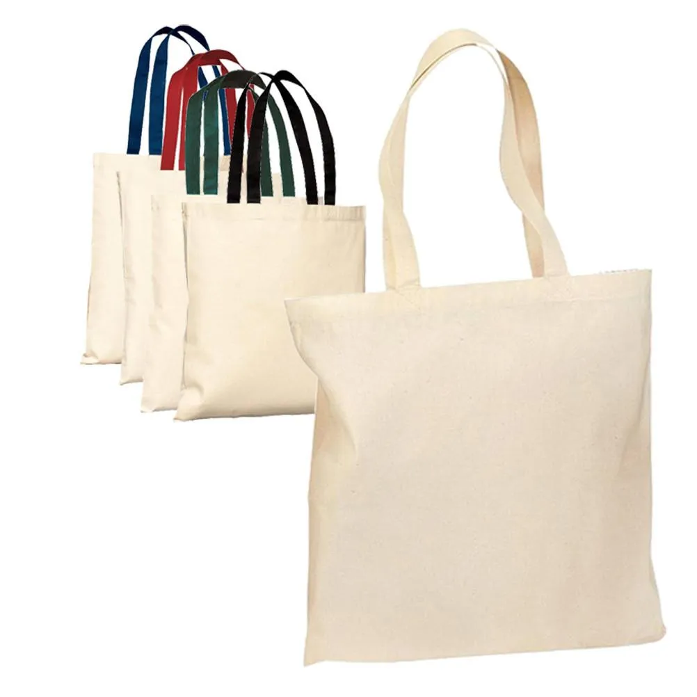 Budget Friendly 100% Cotton Value Tote Bag with Contrast Handles