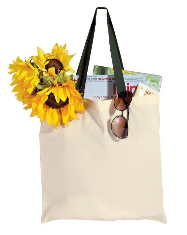 Budget Friendly 100% Cotton Value Tote Bag with Contrast Handles