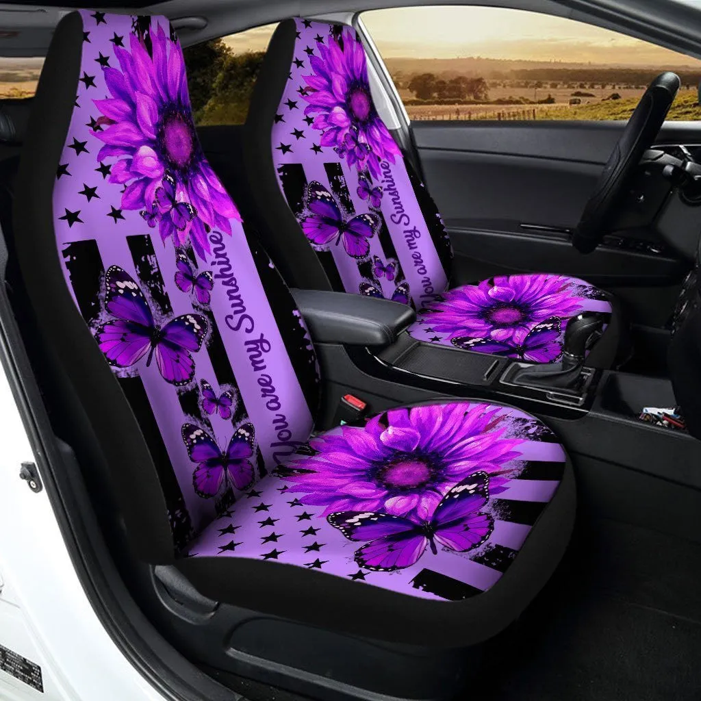 Butterfly Car Seat Covers Custom Purple Sunflower Car Accessories