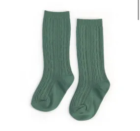 Cable Knit Knee High Socks - Jade