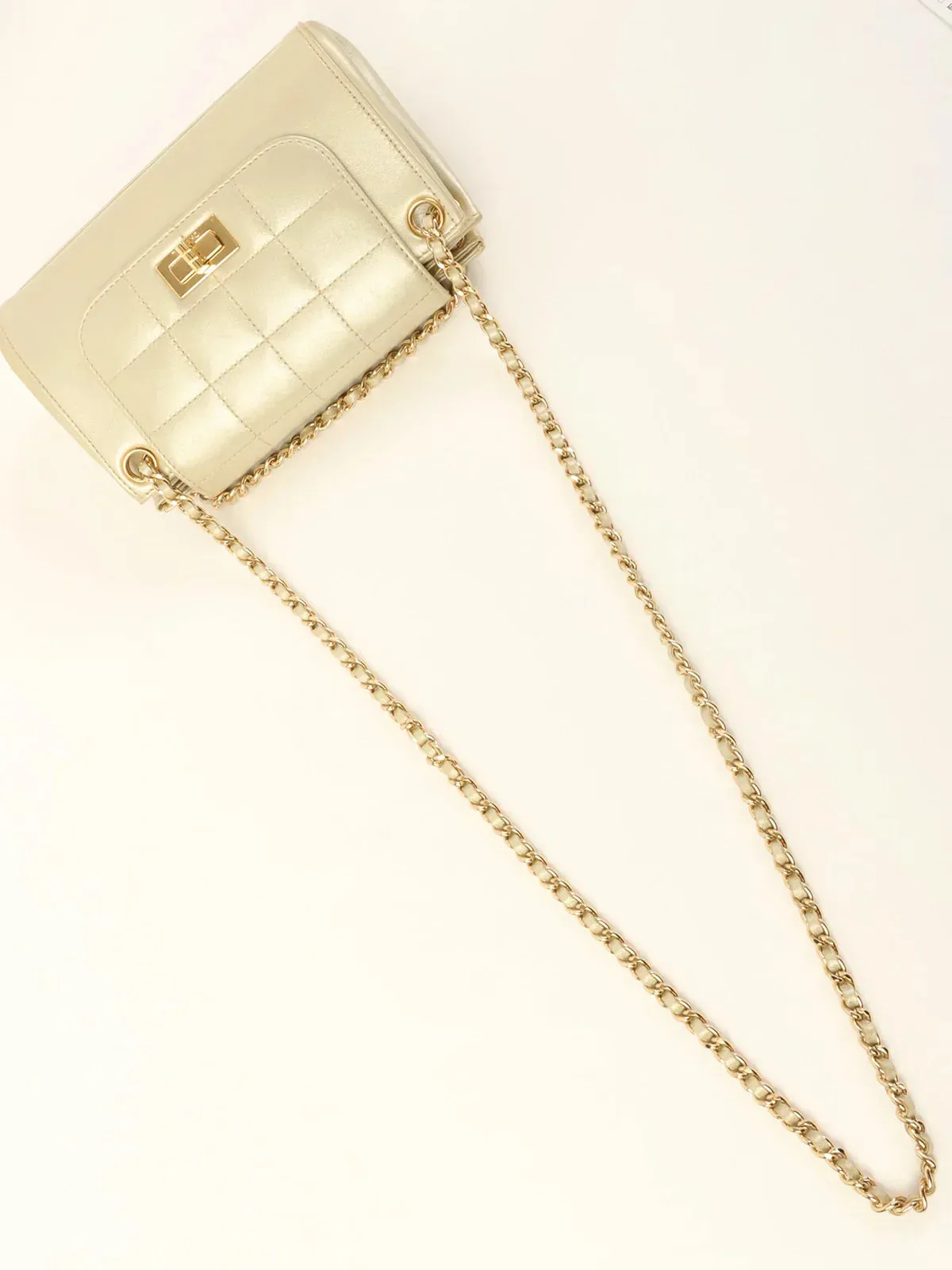 CHANEL Around 2001 Made Chocolate Bar 2.55 Mini Chain Bag Champagne Gold