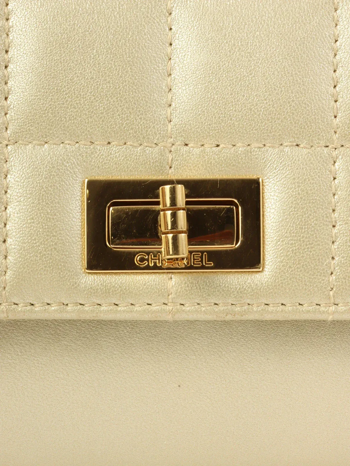 CHANEL Around 2001 Made Chocolate Bar 2.55 Mini Chain Bag Champagne Gold