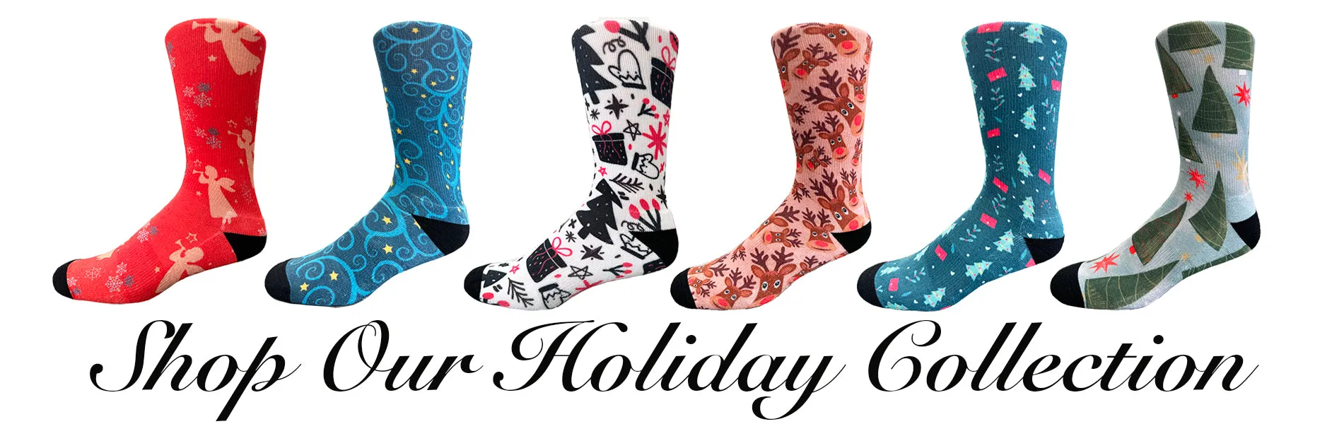 Christmas and Hanukkah Holiday Colorful CoolMax Crew Socks for Men & Women - Trees & Ornaments