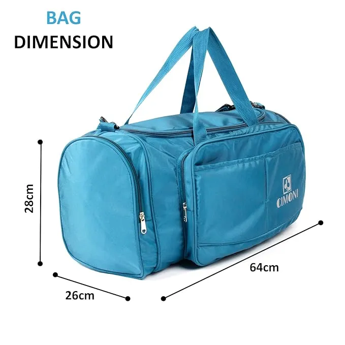 CIMONI® Premium Vegan Leather Duffle Bag Classy Design Travel Shoulder Crossbody Business Spacious Water Resistance Travel Bag (Blue)