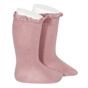 Condor Knee-High Lace Edging Socks - Tamarisk