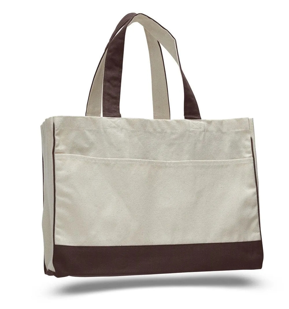 Cotton Canvas Tote Bag with Inside Zipper Pocket - Alternative Colors