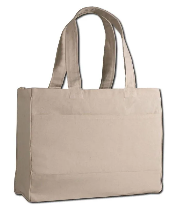 Cotton Canvas Tote Bag with Inside Zipper Pocket