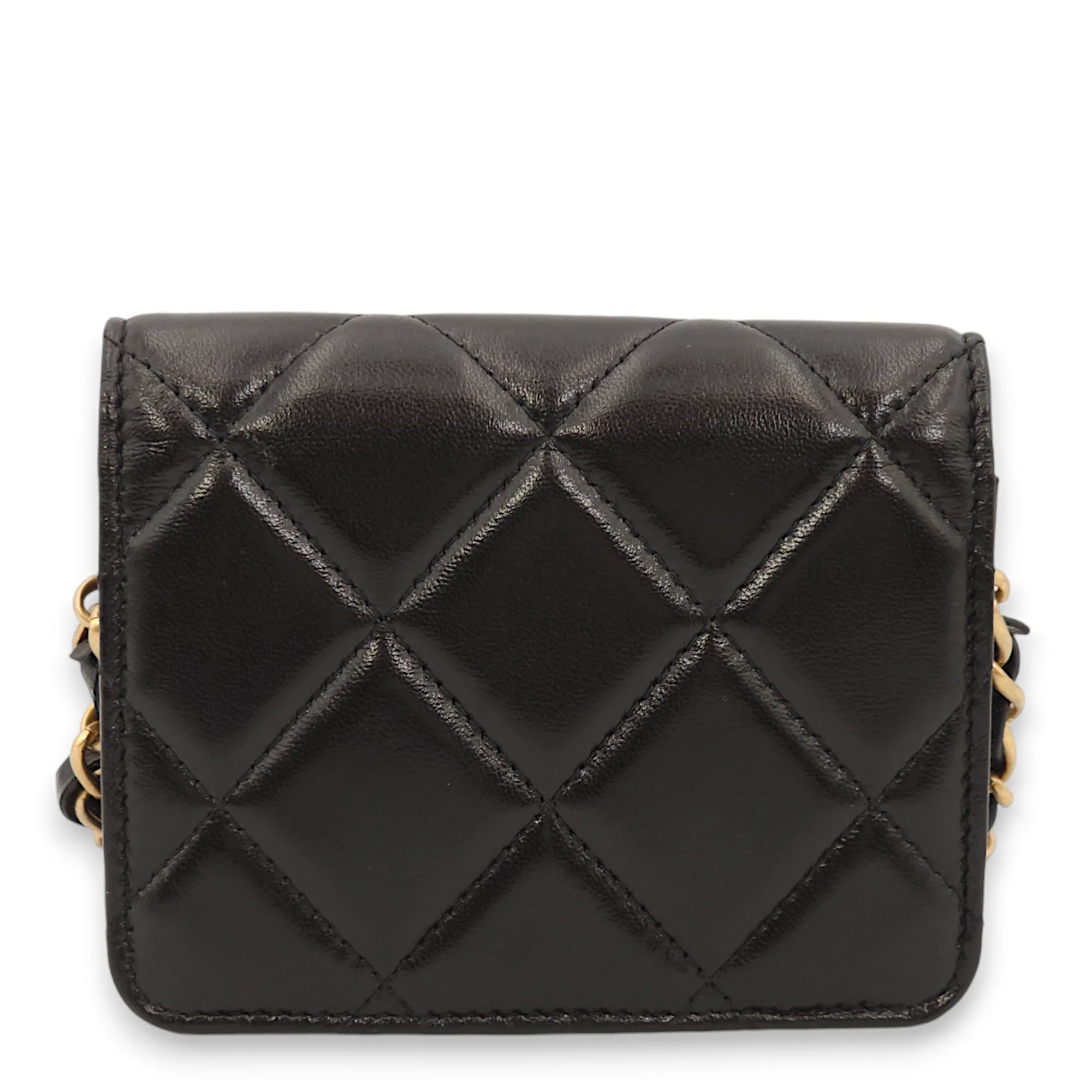 Diamond Clasp Black Crossbody Bag in Calfskin, Gold hardware