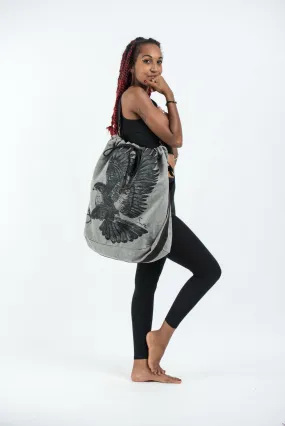 Eagle Oversize Drawstring Shoulder Bag  in Denim Gray