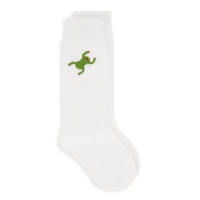 Embroidered Knee High Socks -- Frog