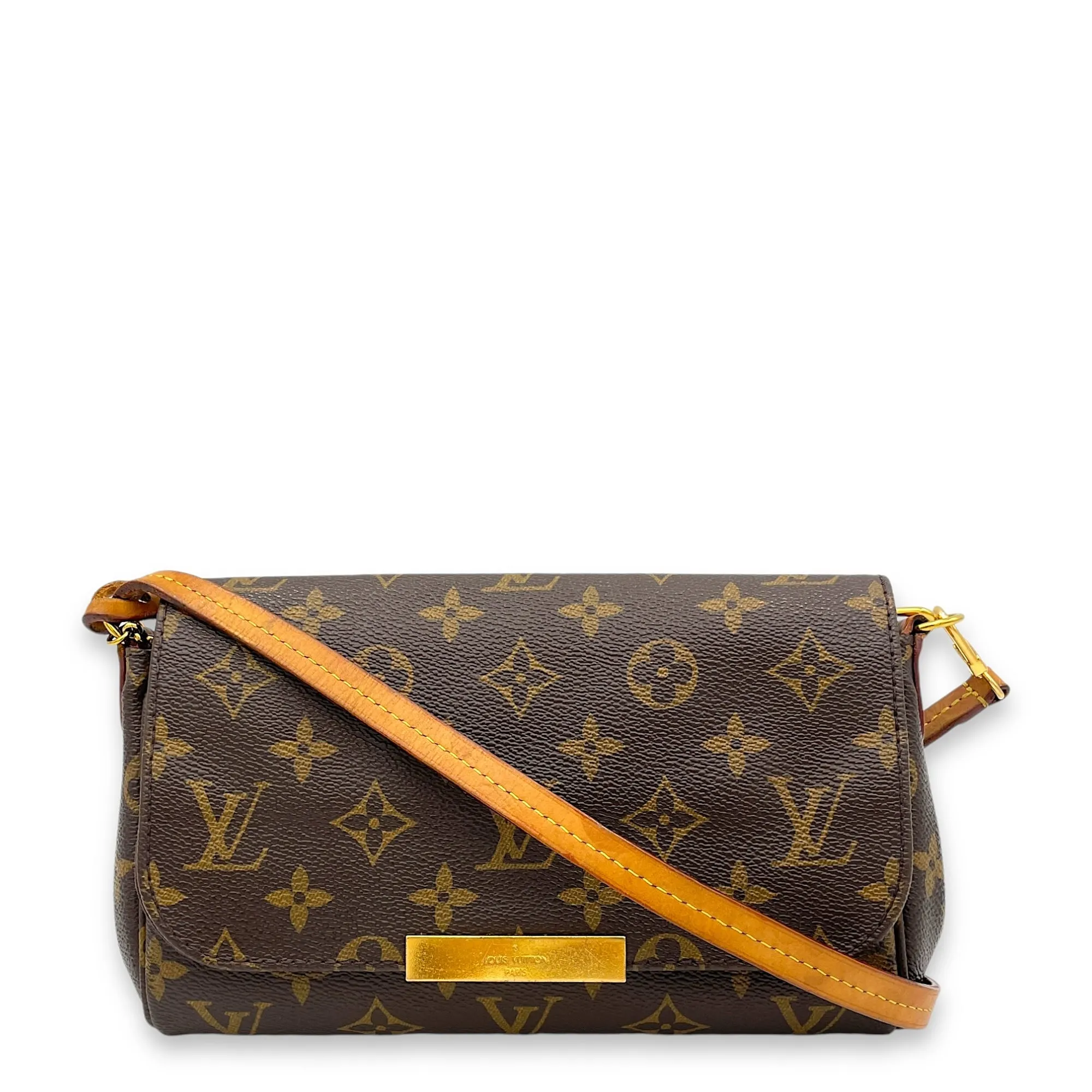 Favourite Crossbody Bag Brown in Monogram Coated Canvas, Gold hardware