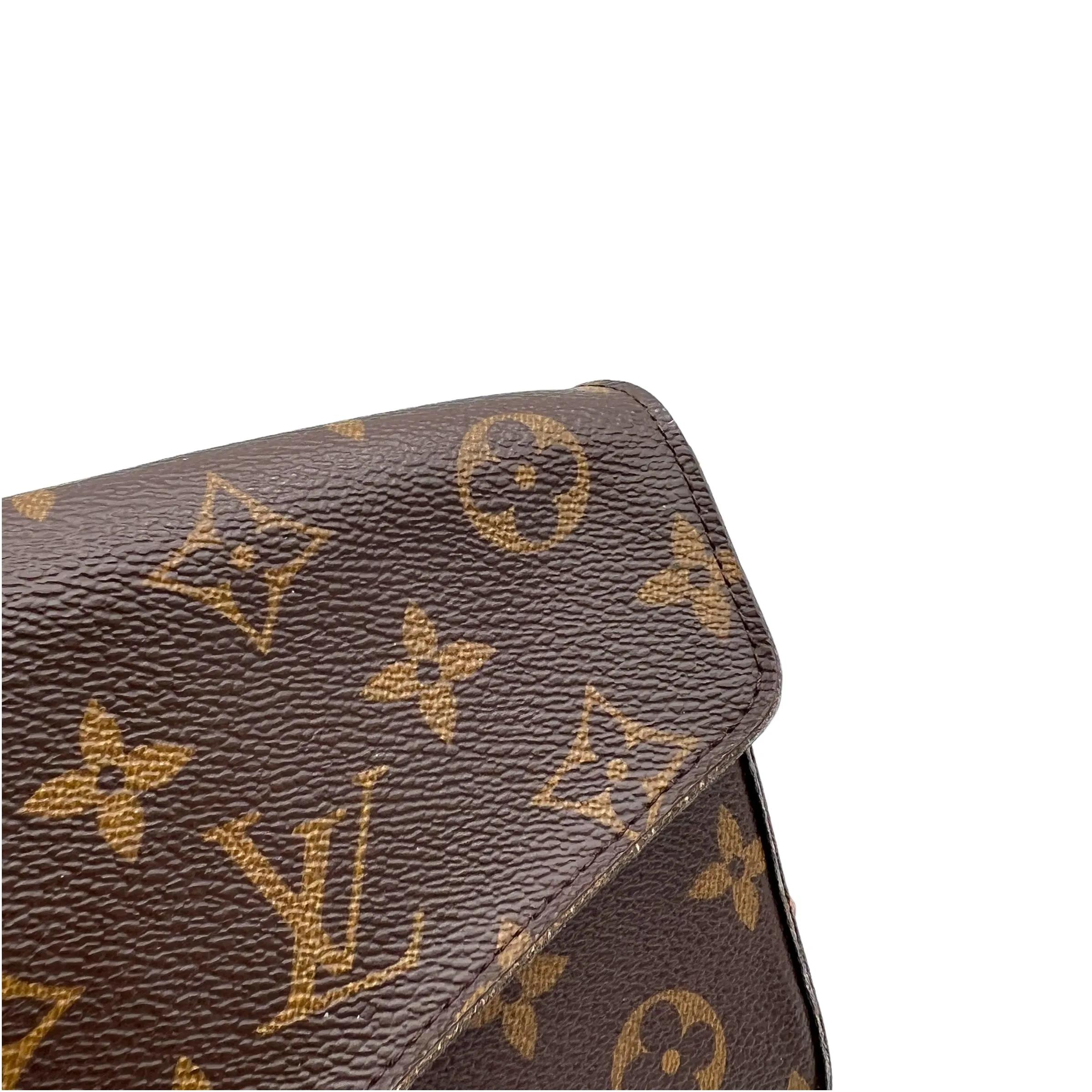 Felicie Brown Crossbody Bag in Monogram Coated Canvas, Gold hardware