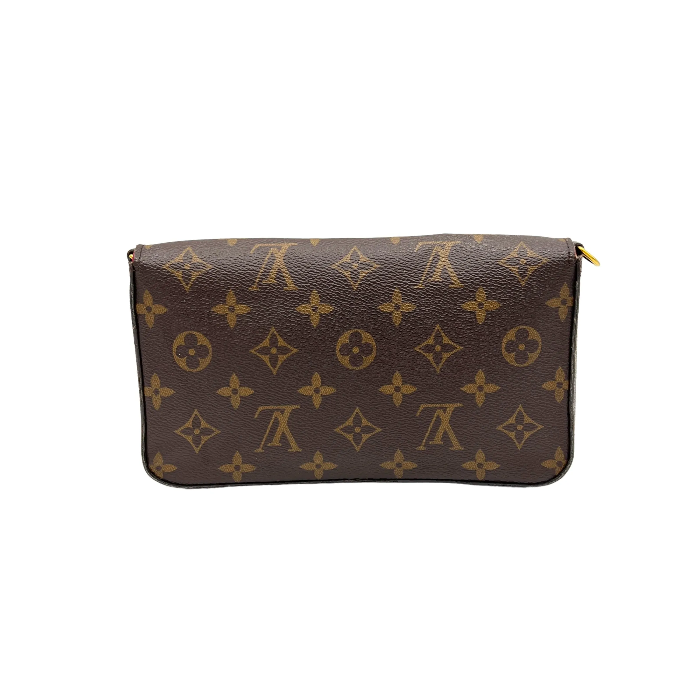 Felicie Brown Crossbody Bag in Monogram Coated Canvas, Gold hardware