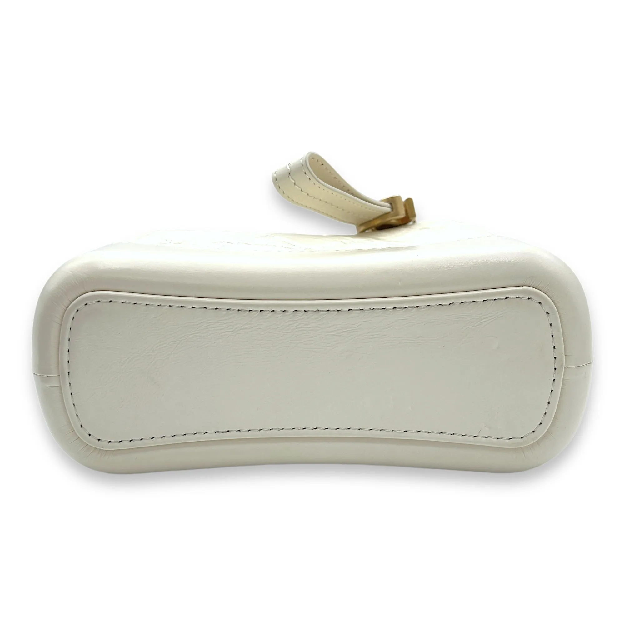 Gabrielle Small White Crossbody Bag in Calfskin, Mixed hardware