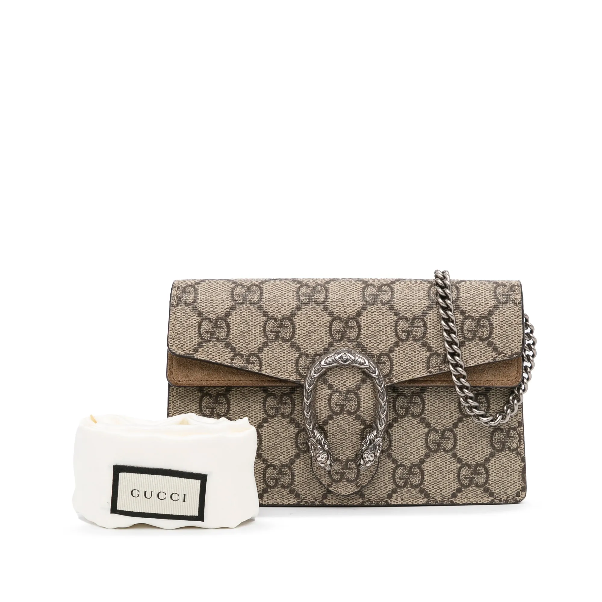 Gucci Dionysus Super Mini Brown GG Supreme Canvas Silver