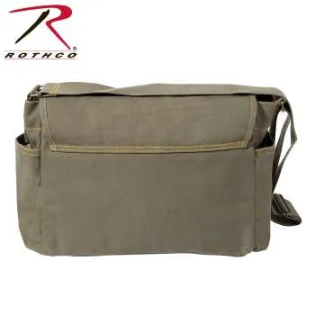 Heavyweight Canvas Classic Messenger Bag With Military Stencil