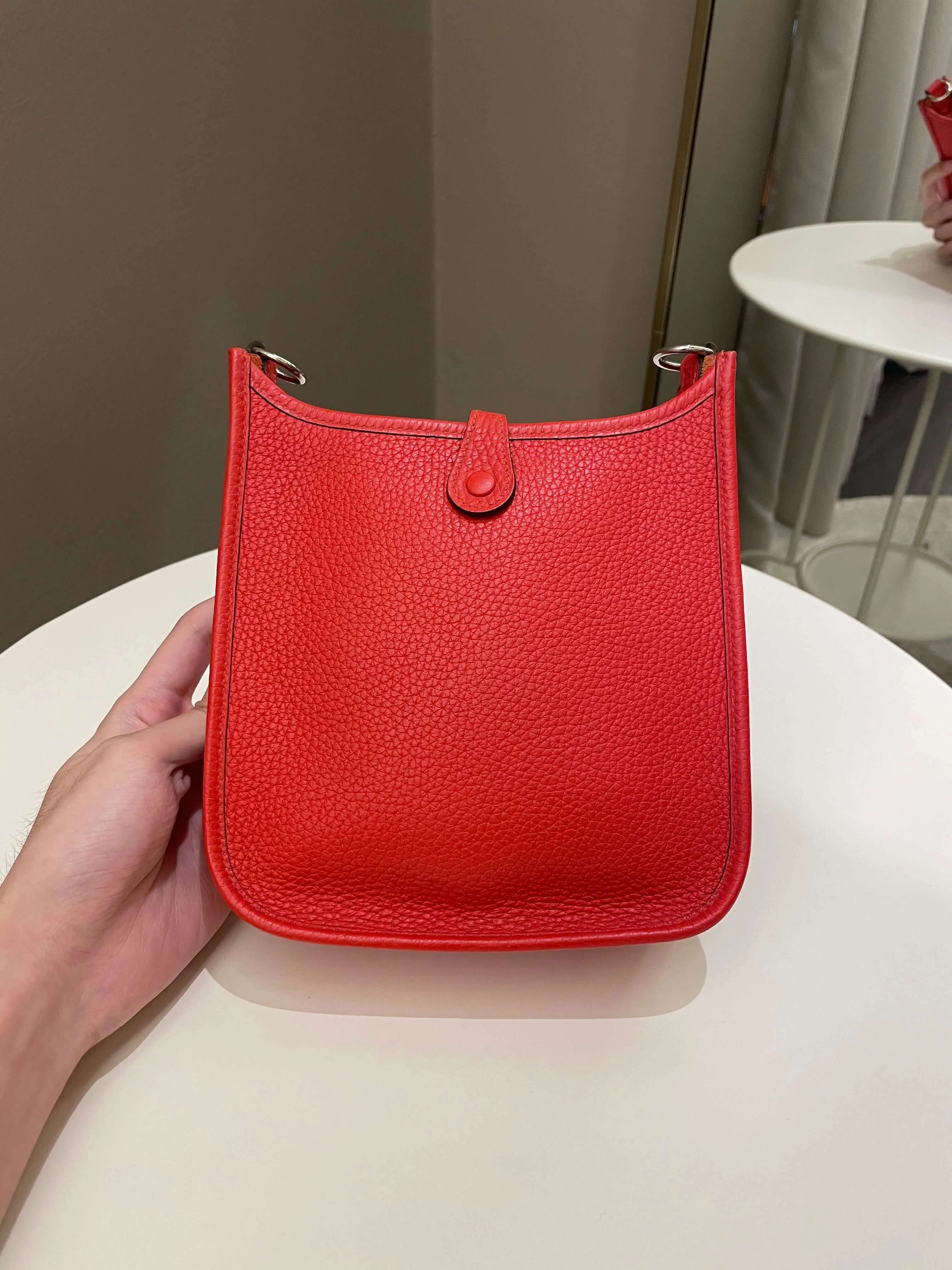 Hermes Mini Evelyne Rouge Tomate Clemence