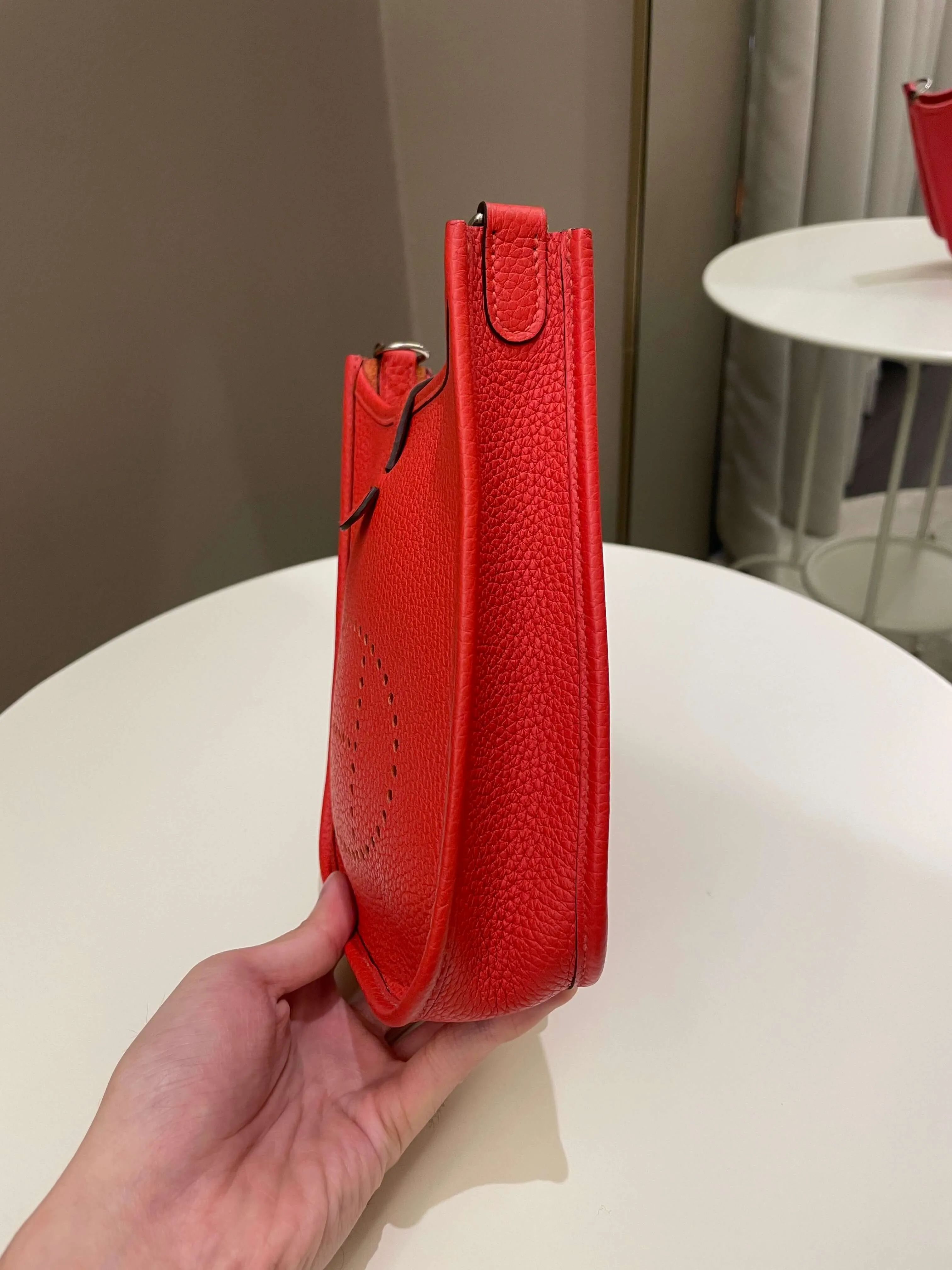 Hermes Mini Evelyne Rouge Tomate Clemence