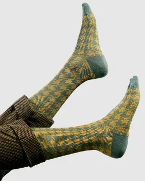 Houndstooth Knee High Socks - Green