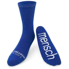 I am a mensch™ royal blue crew socks