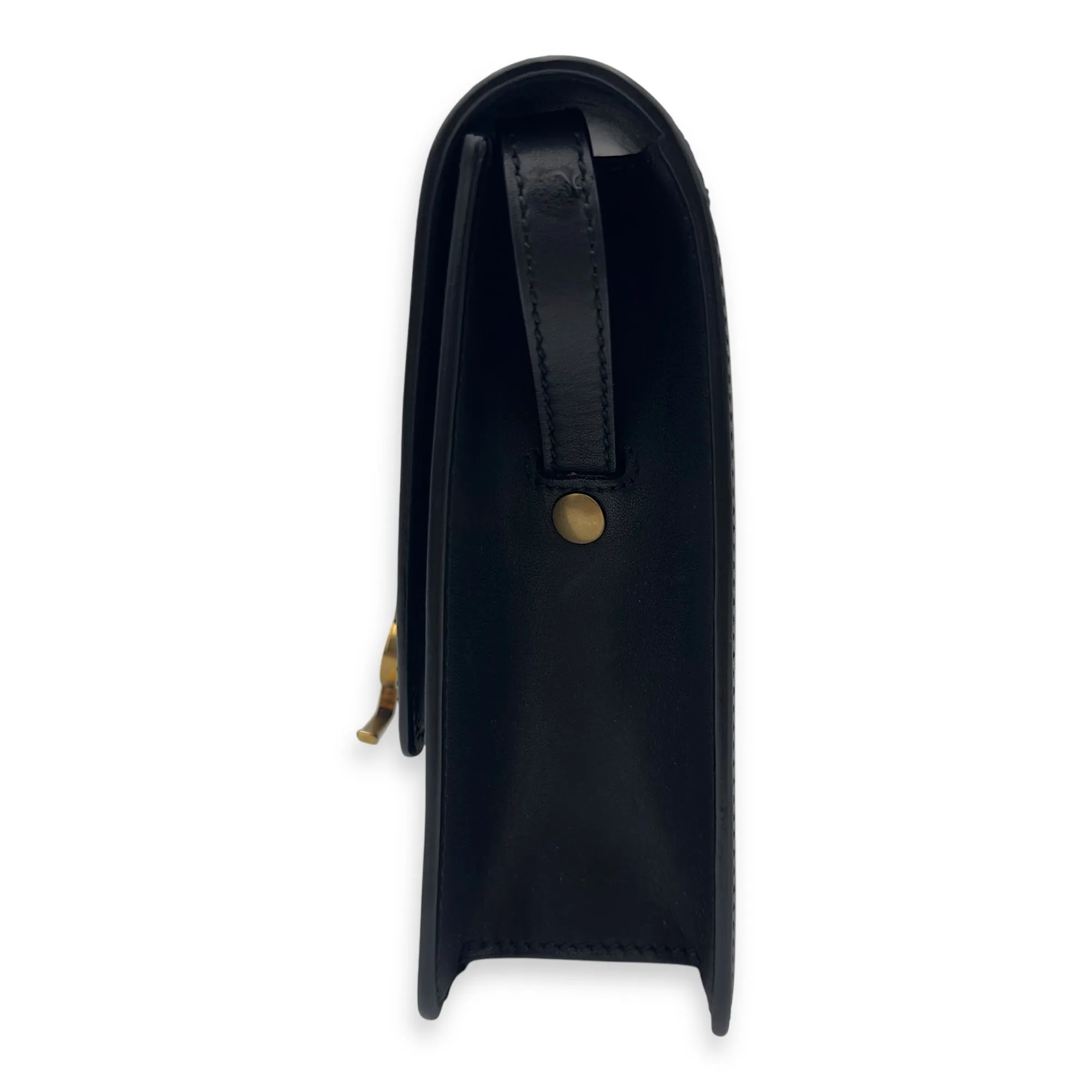 Kaia Crossbody Bag Black in Calfskin, Gold hardware