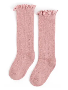 Little Stocking Co Lace Top Fancy Knee High Socks - Blush