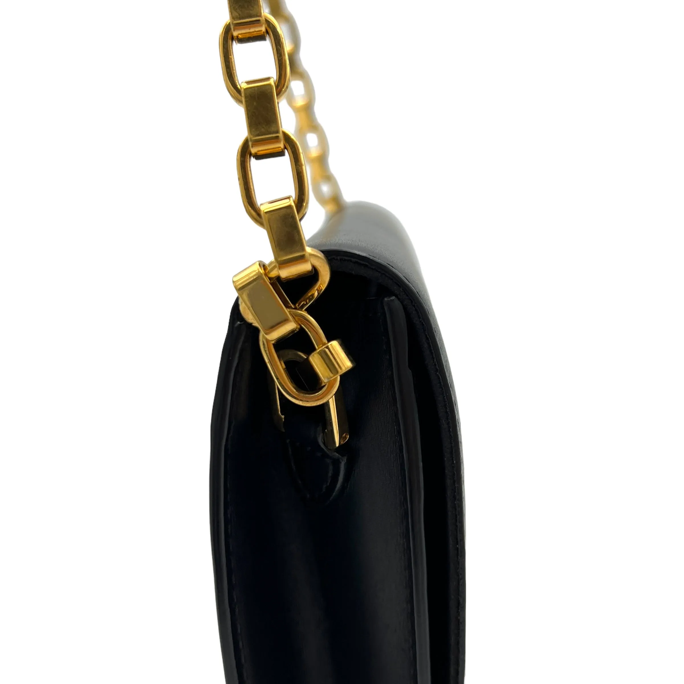 Louise Crossbody Bag  Black in Calfskin , Gold Hardware