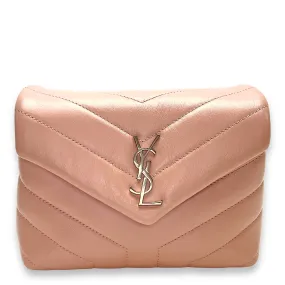 Loulou Toy Pink Crossbody Bag in Calfskin, Silver hardware