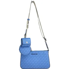 Michael Kors Jet Set Signature PVC Crossbody Tech Attachment Bag Purse Blue