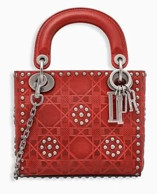 Mini Lady Dior Bag in Red Calfskin Leather