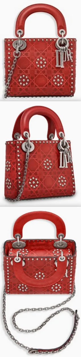 Mini Lady Dior Bag in Red Calfskin Leather