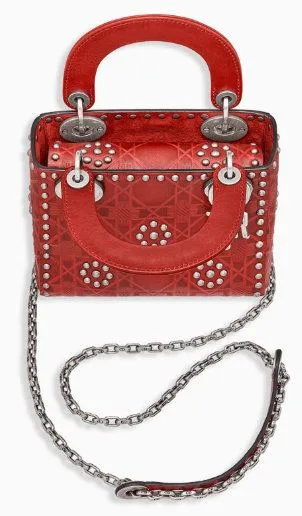 Mini Lady Dior Bag in Red Calfskin Leather