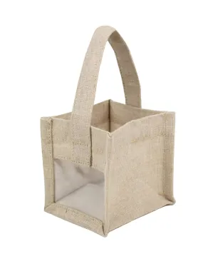 Mini Rustic Wedding Favor Burlap Tote Bag with Clear Window TJ905