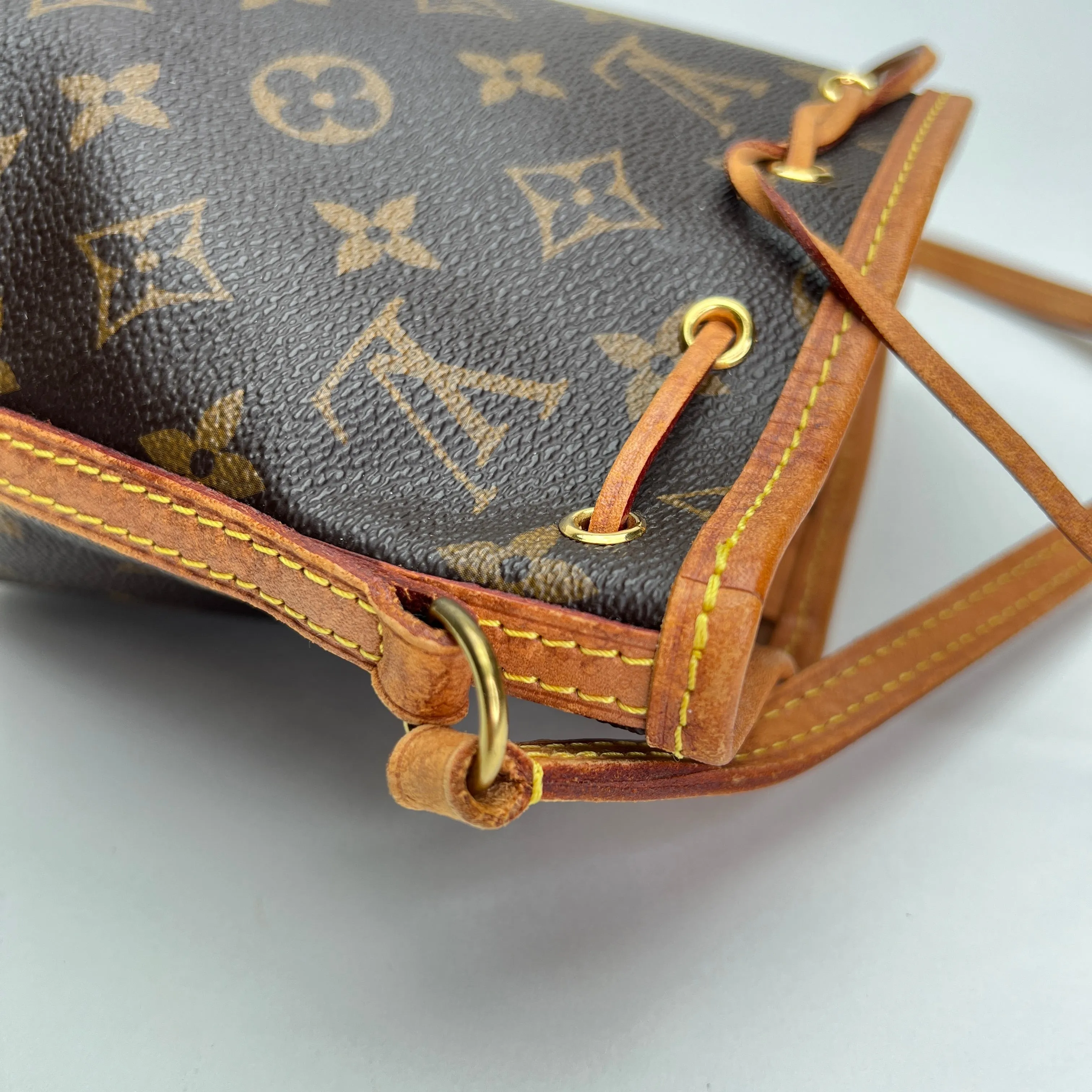 Monogram Nano Noe Nano Brown Crossbody Bag in Coated Canvas, Gold hardware