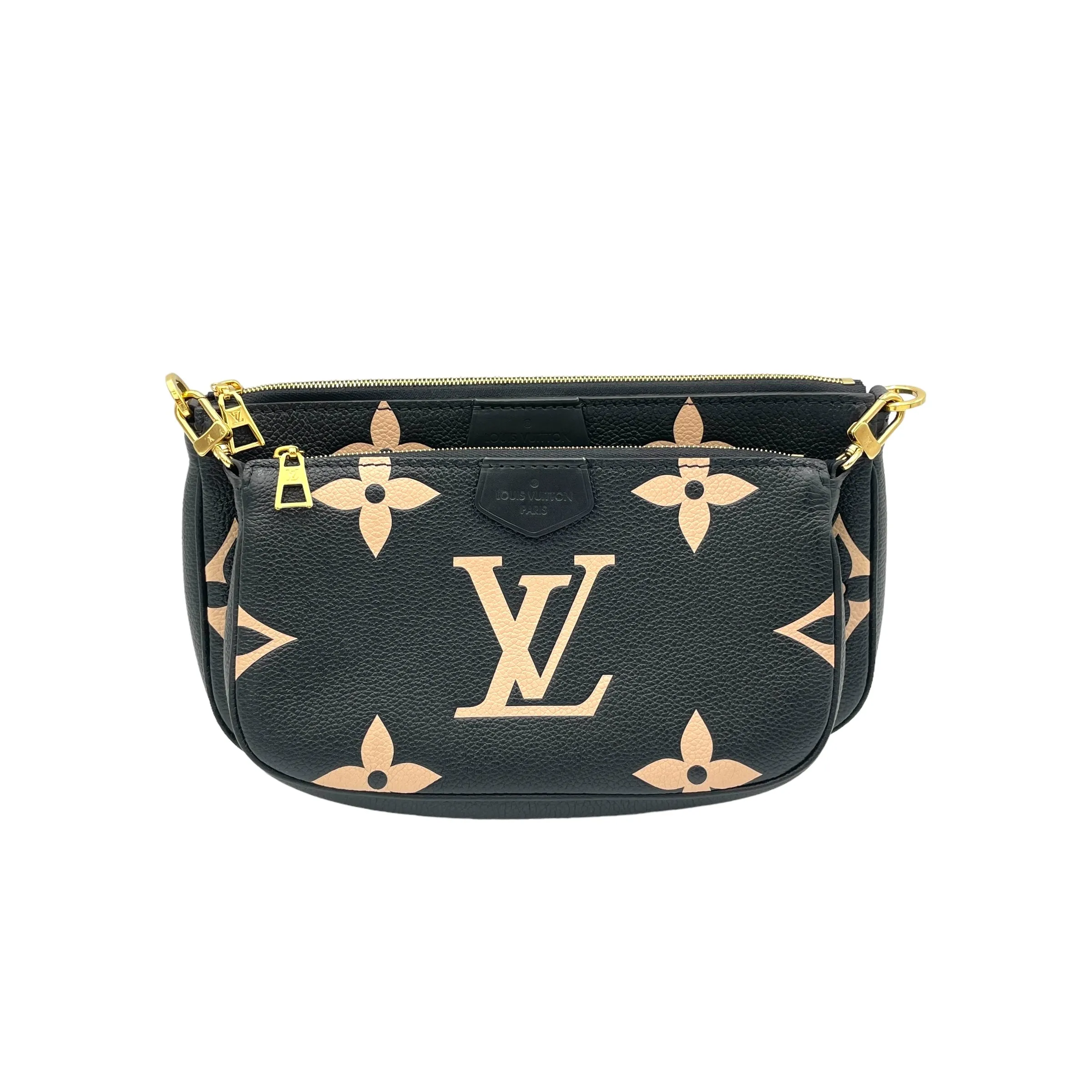 Multi-Pochette Accessoires Black Crossbody Bag in Monogram Empreinte Leather, Gold hardware