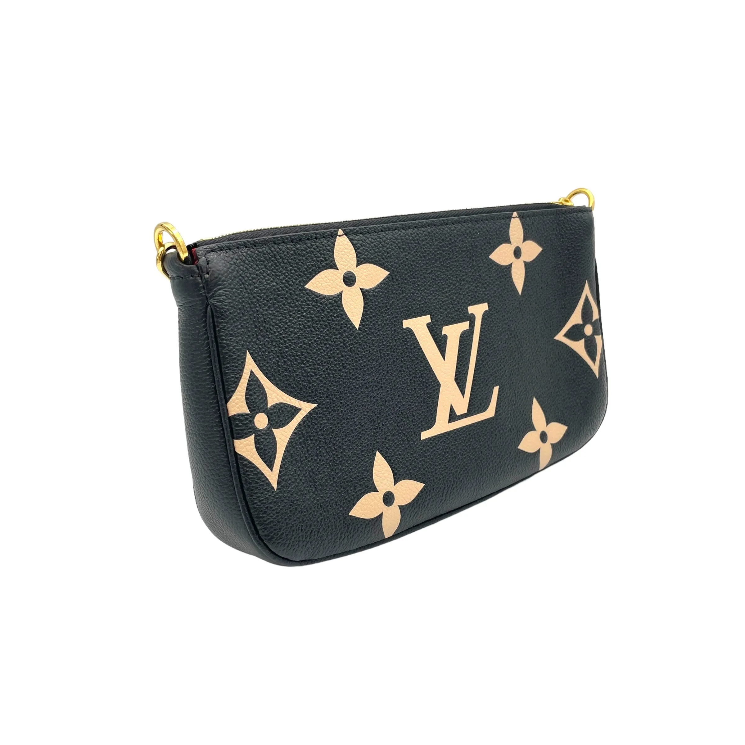 Multi-Pochette Accessoires Black Crossbody Bag in Monogram Empreinte Leather, Gold hardware